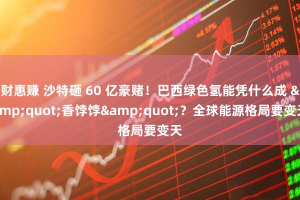 财惠赚 沙特砸 60 亿豪赌！巴西绿色氢能凭什么成 &quot;香饽饽&quot;？全球能源格局要变天